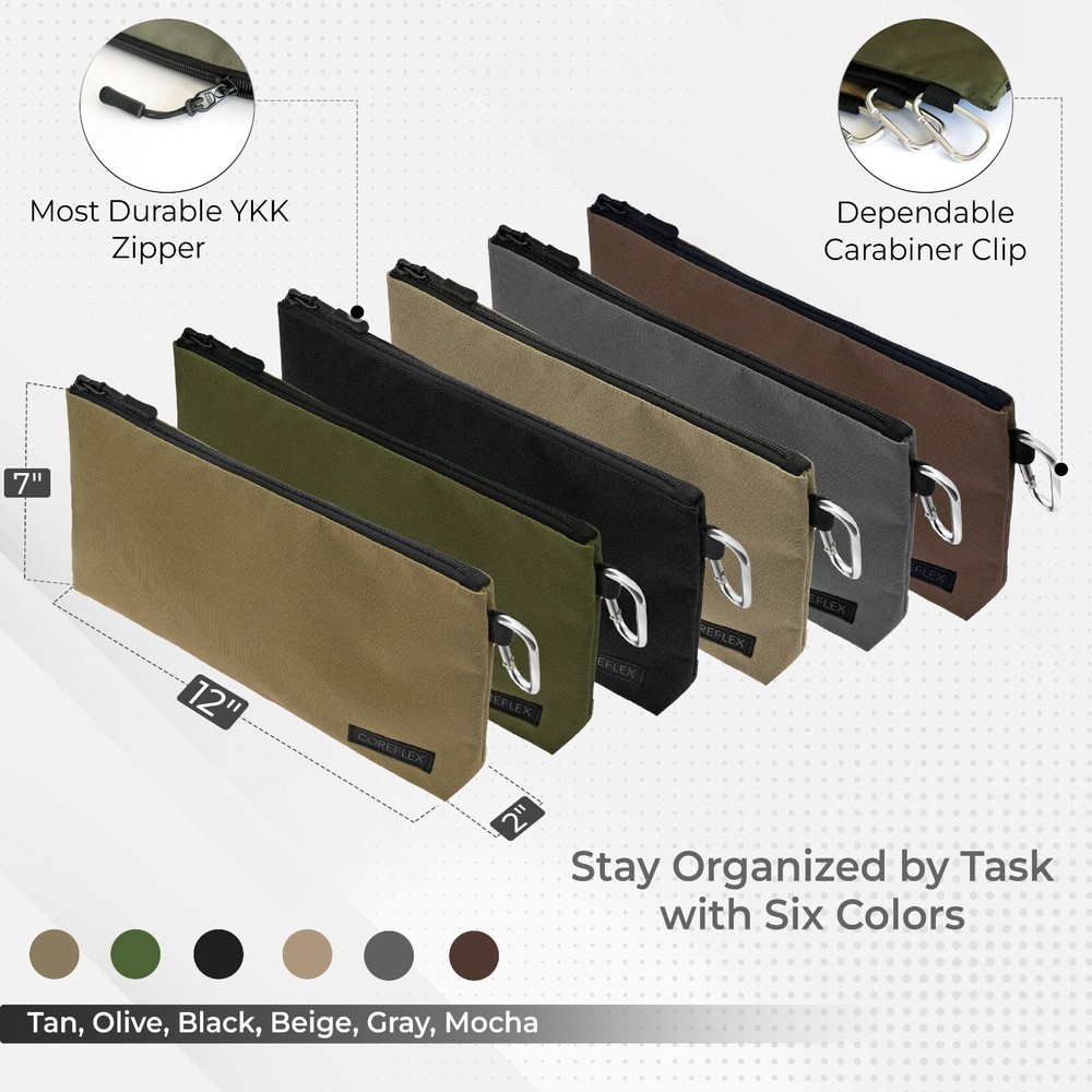 Coreflex 6 Pack Tool Pouch Zipper Bag, Small Tool Bag, Multipurpose Storage