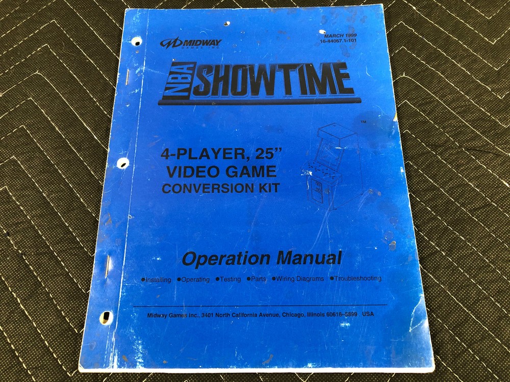 Midway NBA Showtime Arcade Game Operation Manual Schematics