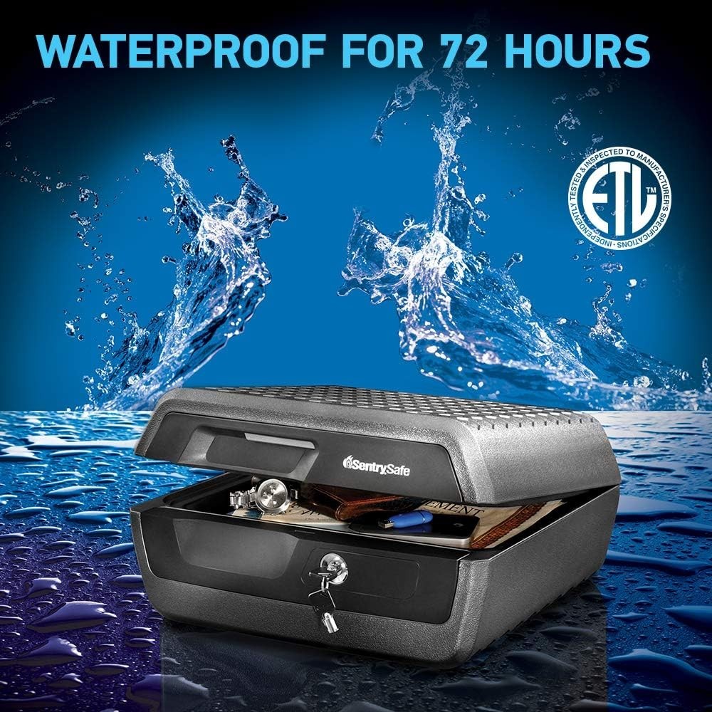 Fireproof and Waterproof Document Safe with Key Lock, Lock Box for Cash, Pass...