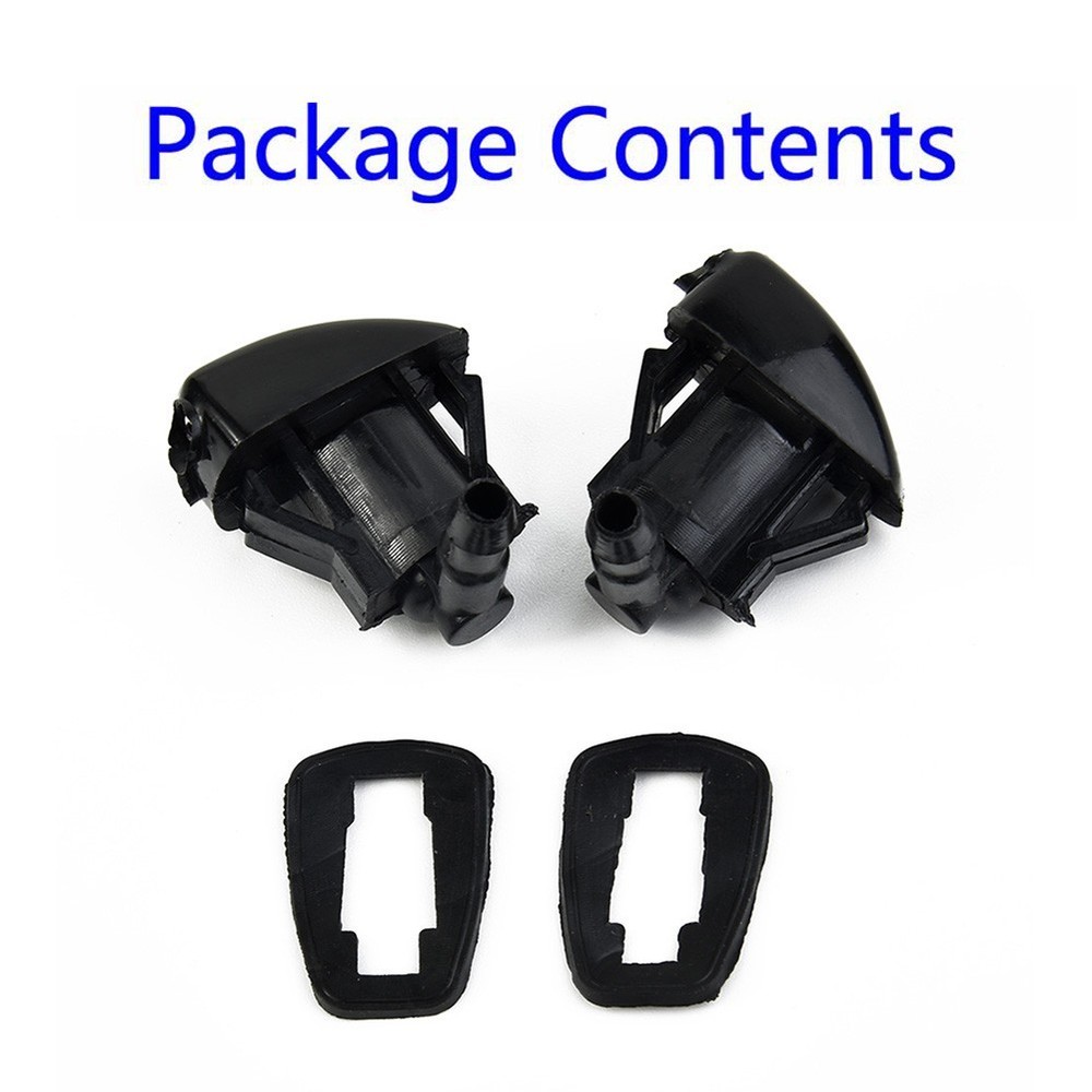 2PCs Washer Nozzle ABS Plastic Black Front Jet Windscreen Wiper Brand New