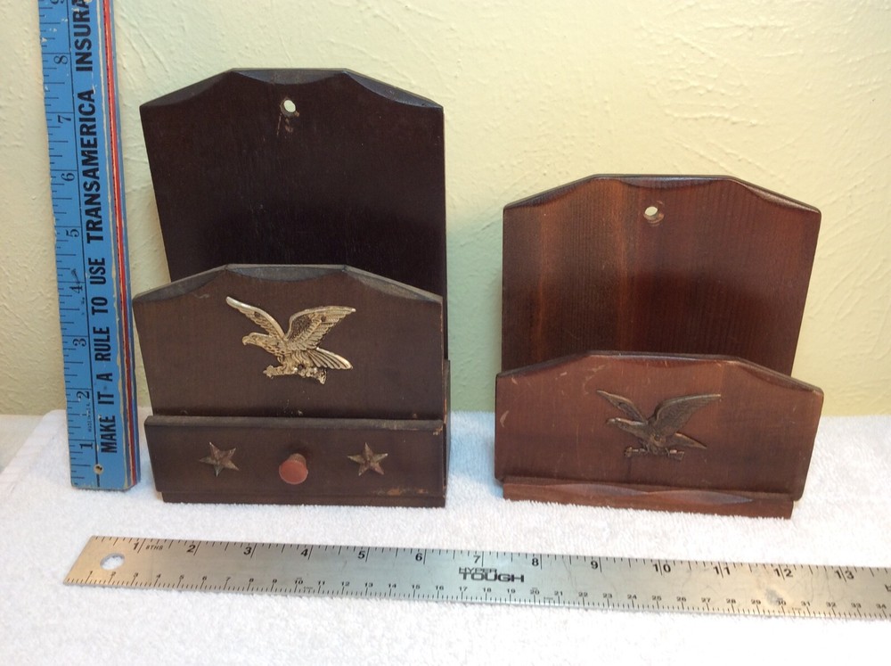 Vintage Mail envelope wooden wall hangers Eagle