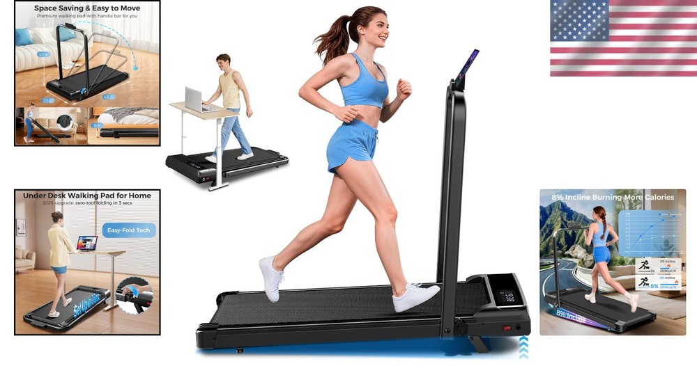 Multifunctional Foldable Treadmill - 350lbs Capacity