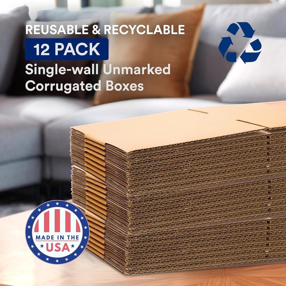 12 Large Corrugated Moving Boxes 20 x 20 x15"