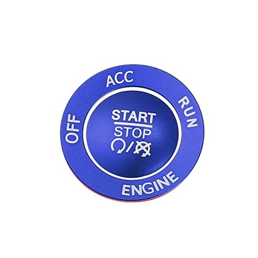 Engine Start Stop Button Cover Kit One Click Push Start Button Trim Blue
