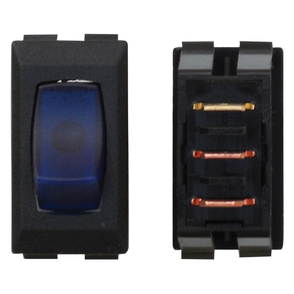 Single SPST On/Off Rectangular Black /Blue Illuminated Multi Purpose Switches