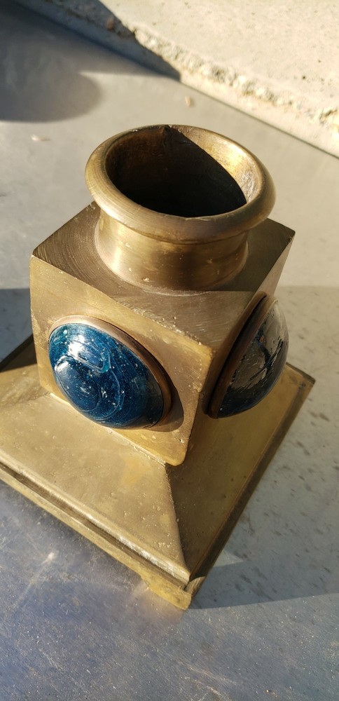 Extremely heavy antique bronze lamp from a steamer ship !!!
