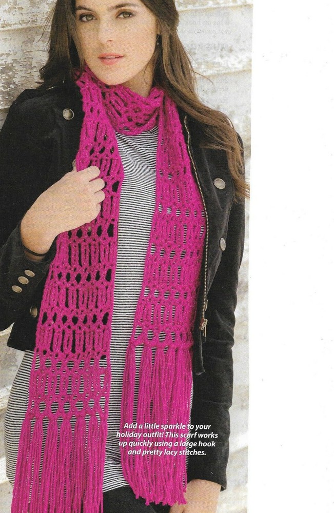 HOLIDAY SPARKLE SCARF WOMEN'S CROCHET PATTERN INSTRUCTIONS