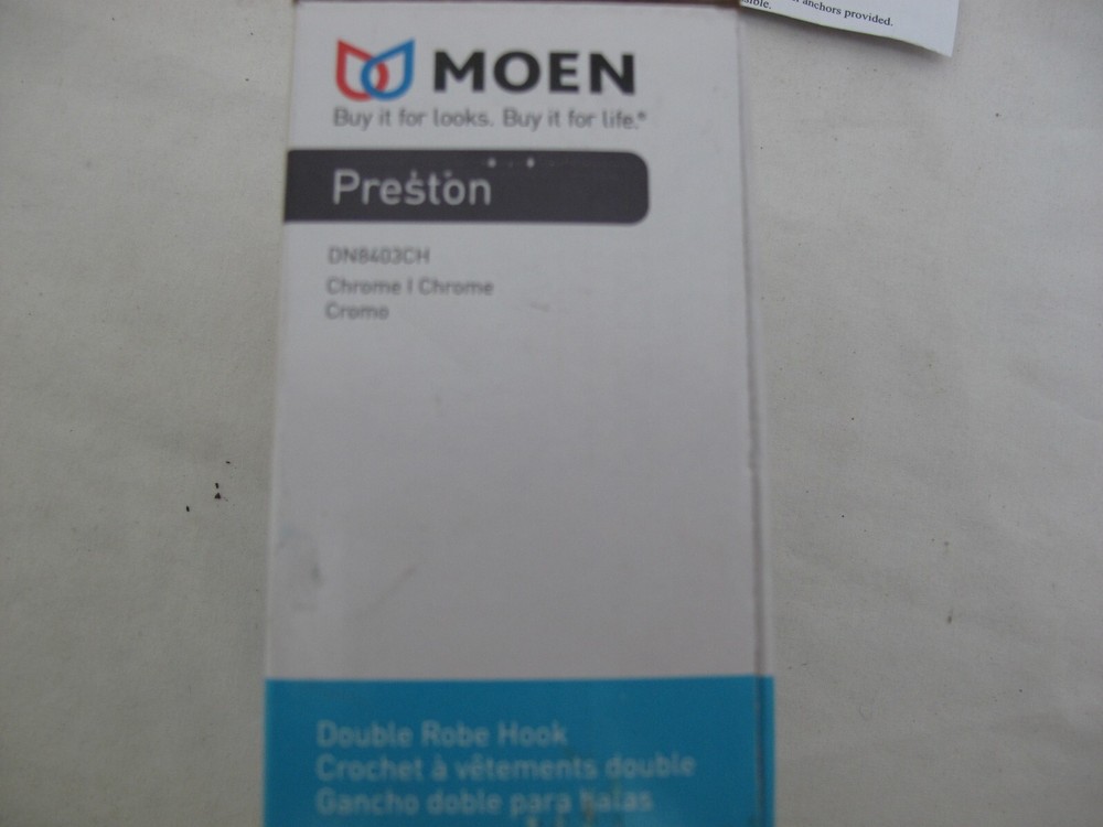 (1) NEW Moen Preston Double Robe Hook - CHROME - DN8403CH