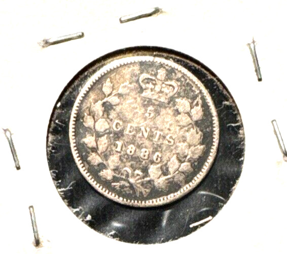 Canada 1886 small 6 silver 5 cent KM 2 VG/F