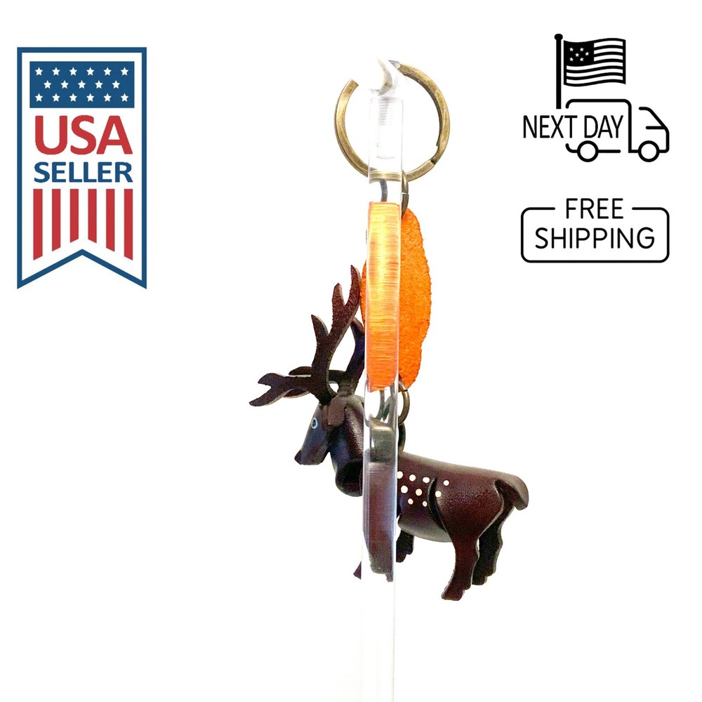 Sika Deer (Brown) Handmade Leather Keyring