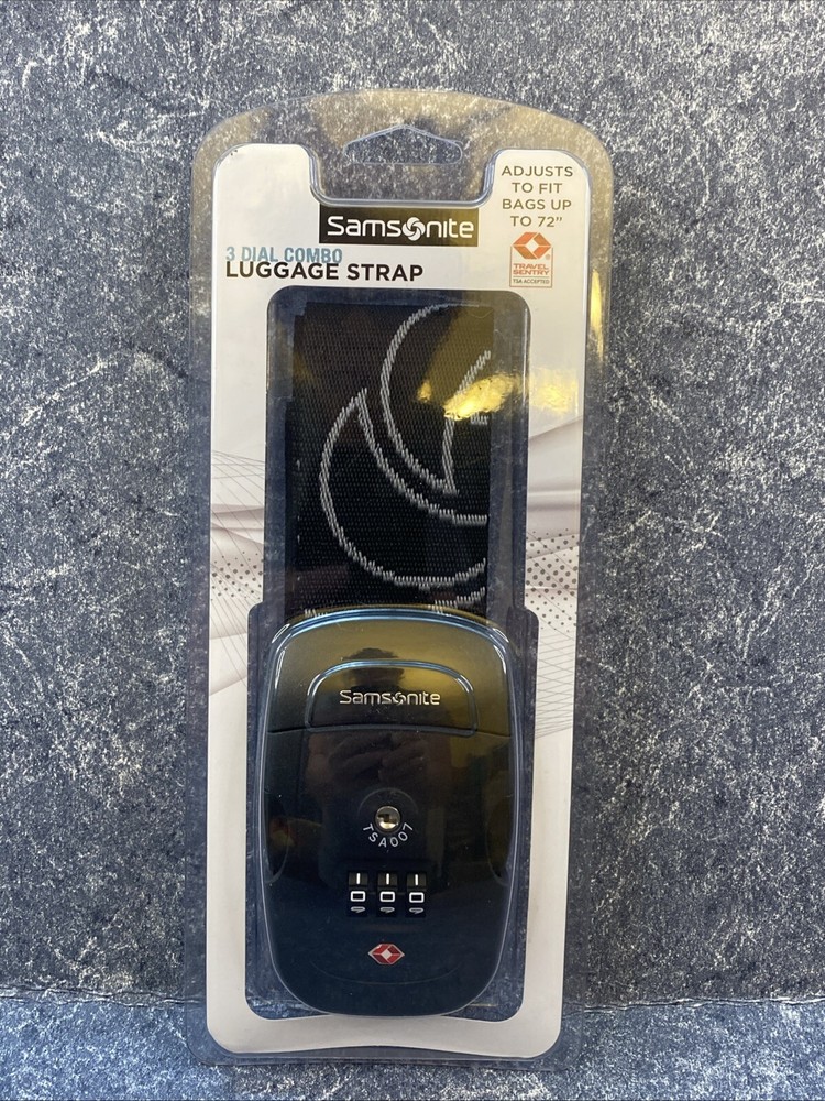 Samsonite 3 Dial Sentry Combo Luggage Strap, Black Multi, Combination Lock