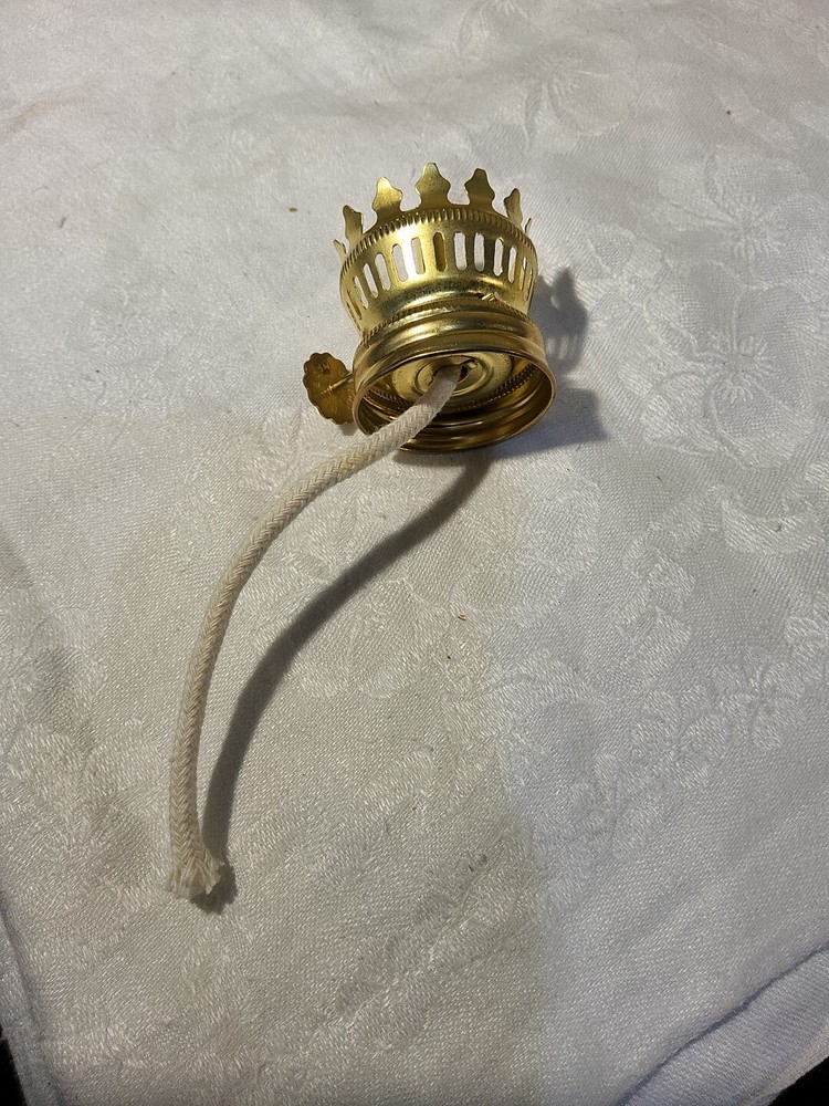 NOS Solid Brass Miniature Burner Screw on Collar With New Round Wick