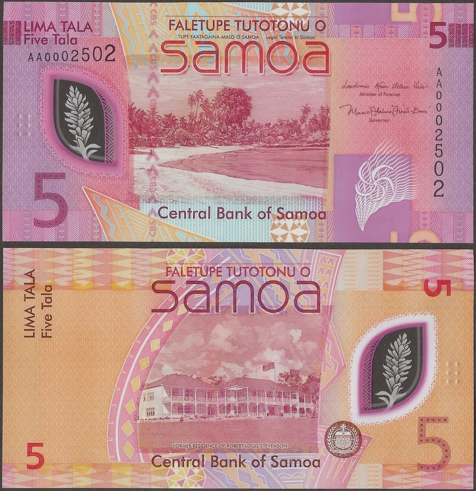 SAMOA New B123a  5 TALA 2023 Polymer @ Ebanknoteshop