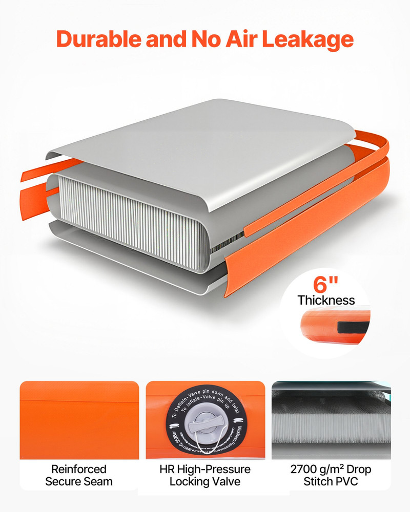Inflatable Floating Dock, 8 FT Inflatable Dock Platform, Orange