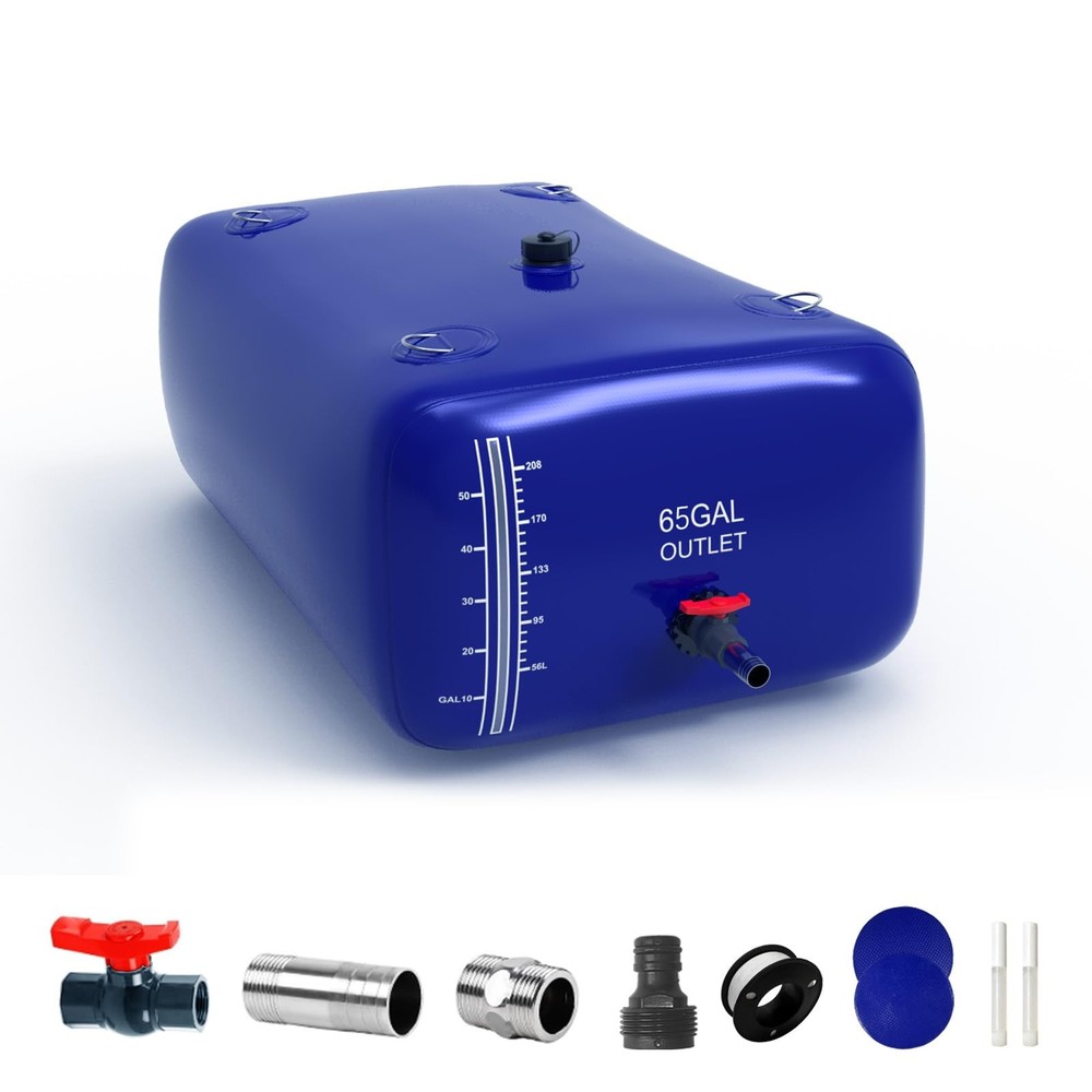 65 Gallon Water Bladder - 1000D PVC Blue RV Water Tank, Portable Collapsible ...