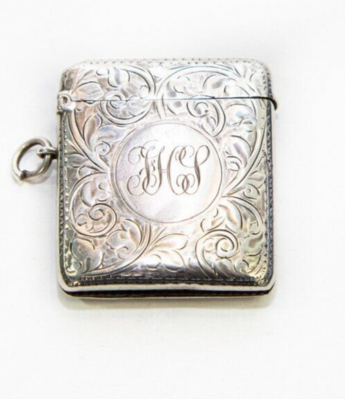 EDWARDIAN SILVER VESTA CASE BY HENRY CHARLES FREEMAN BIRMINGHAM 1908.