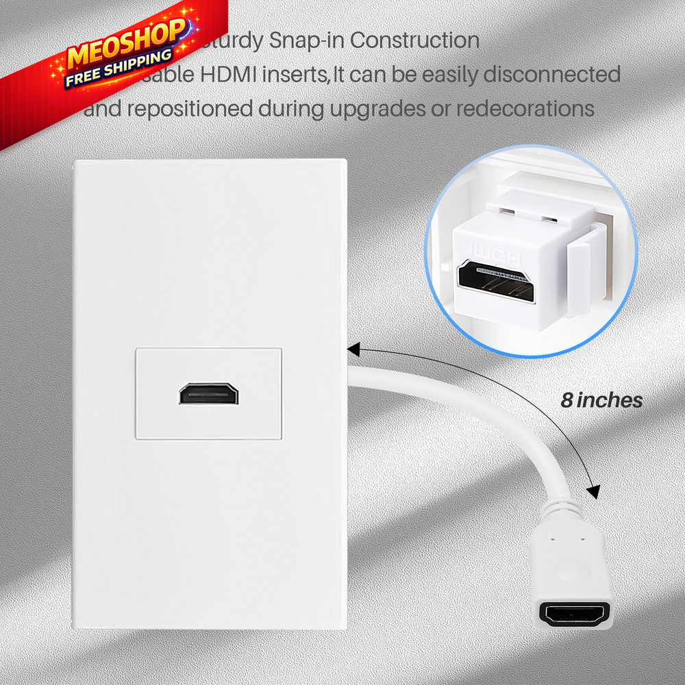 2-Pack HDMI Keystone Jack Adapter 2 Pack, 0.6 Feet Insert Cable