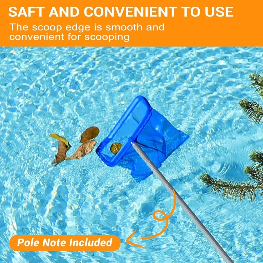 Pool Skimmer Net without Pole, Large Capacity Durable Deep Rake Net