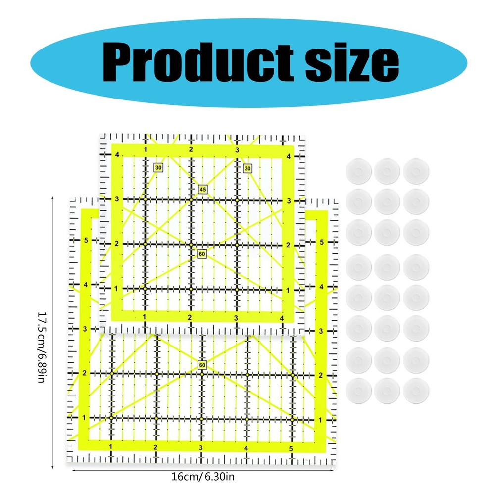 KIIFENG Quilting Ruler 2Sets Acrylics Quilting Ruler Set Square Patchwork Ruler