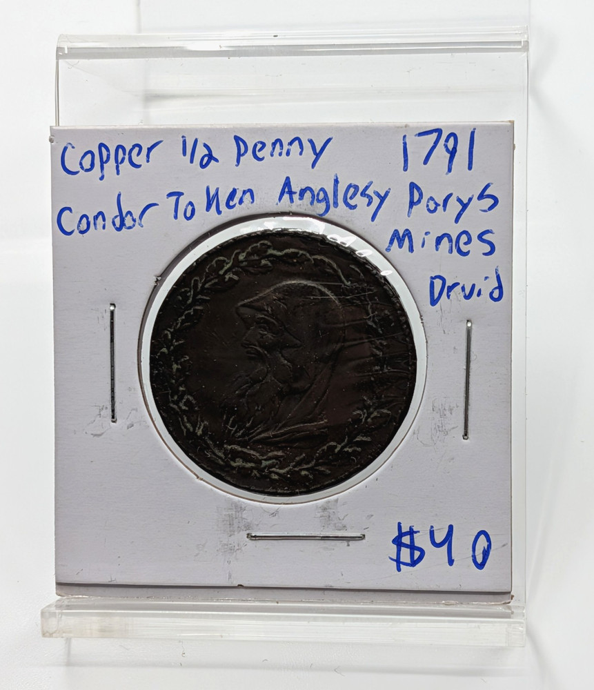 1791- Anglesey Mines Druid Copper Half Penny Condor Token