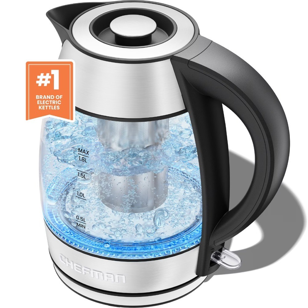 Fast Boiling 1.8L Electric Glass Kettle with Removable Tea Infuser and LED
