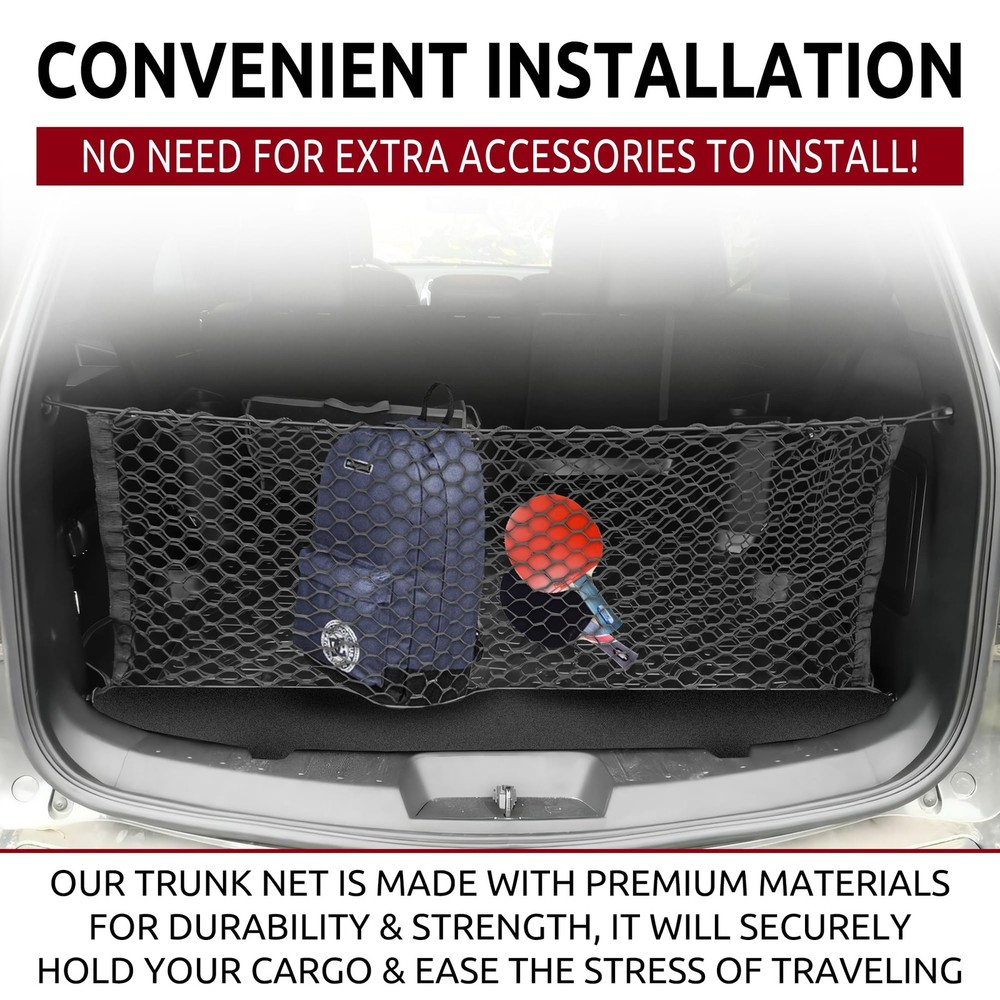 Envelope Style Automotive Elastic Trunk Mesh Cargo Net for Ford Black