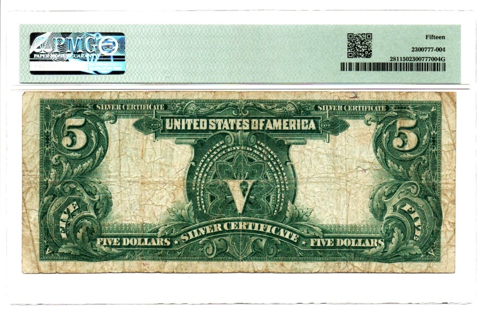 Fr. 281 1899 $5 Silver Certificate Note Speelman / White PMG Choice Fine 15