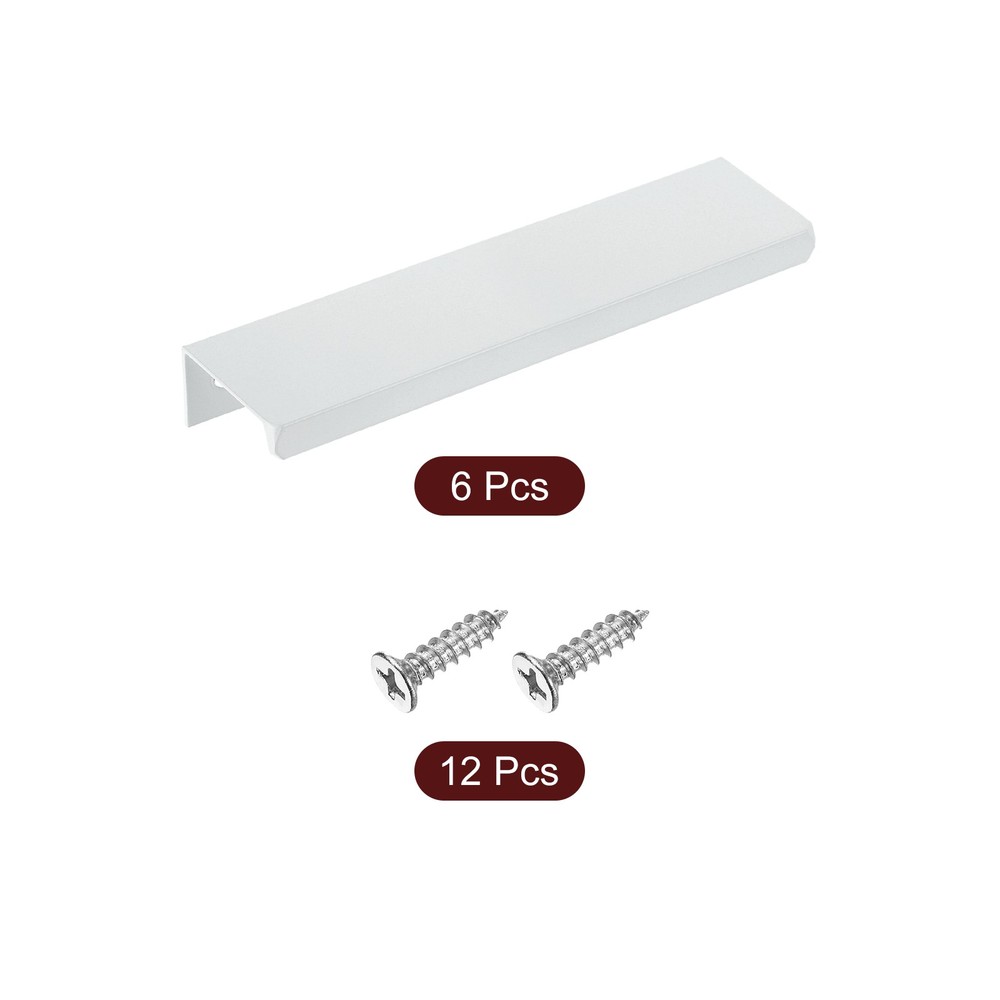 Cabinet Edge Finger Pull, 6pcs 120mm / 4.72" Hidden Cabinet Pulls, White
