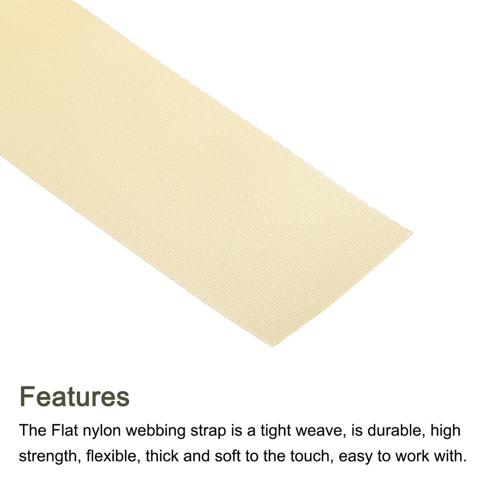 Flat Nylon Webbing Strap 2 Inch 5 Yards Silver for Backpack