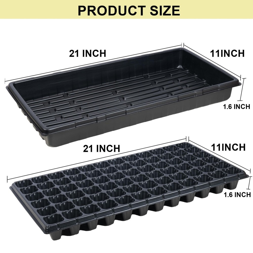 Hourleey 20 Pack Trays Include 10 1020 Seed Starter and 10 Black