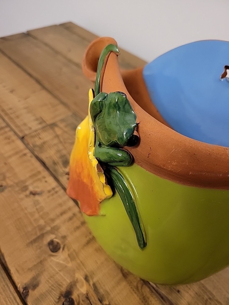 Hand Painted Floral Wall Mount Planter - Terracotta