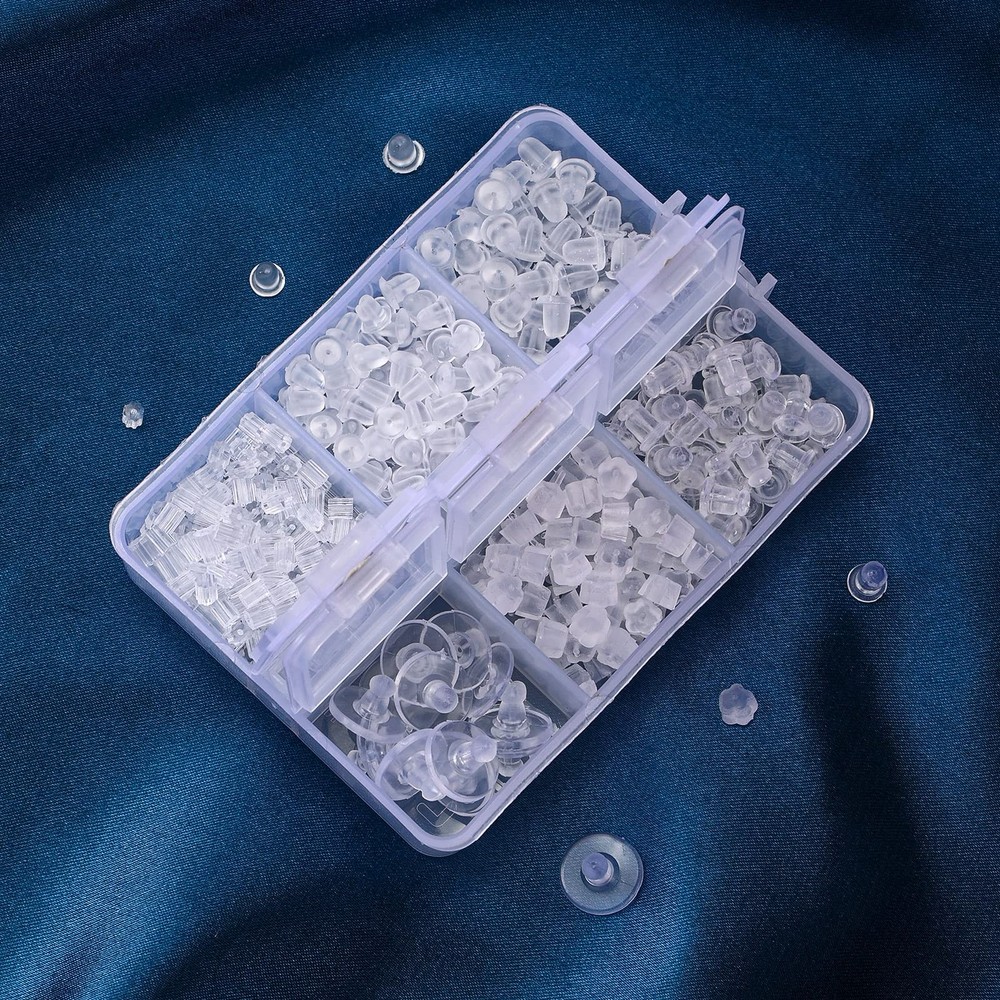 600 Pcs Silicone Earring Backs – 6 Styles Soft Hypoallergenic for Studs