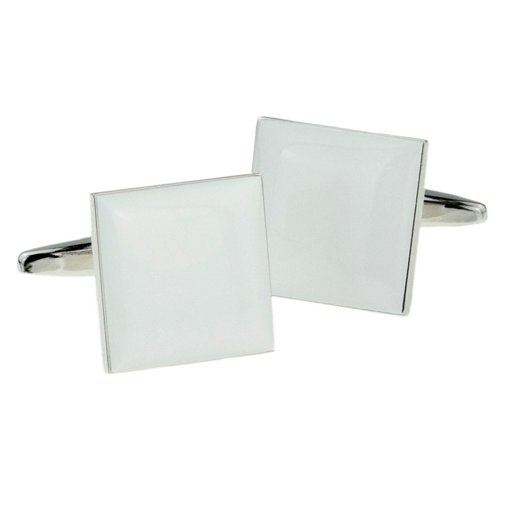 Plain White Square Cufflinks in Cufflink Box - X2SSWCPLAIN