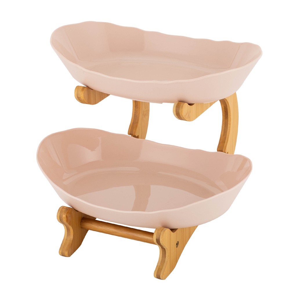 2 Tier Fruit Bowl, Fruit Basket Stand, Fruit Serving Tray