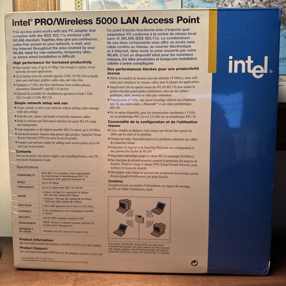 INTEL PRO / WIRELESS 5000 LAN ACCESS POINT, 5 GHz, 54 Mbps