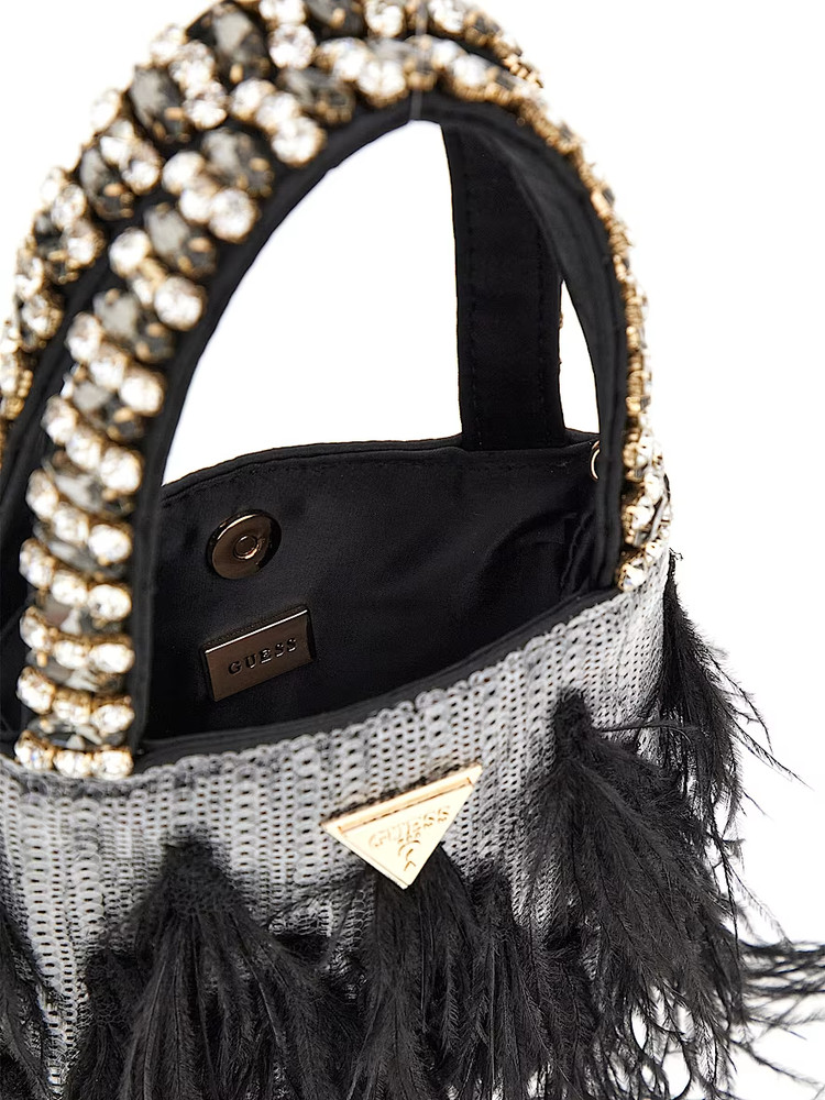 GUESS Misae Sequin Mini Tote-BLACK