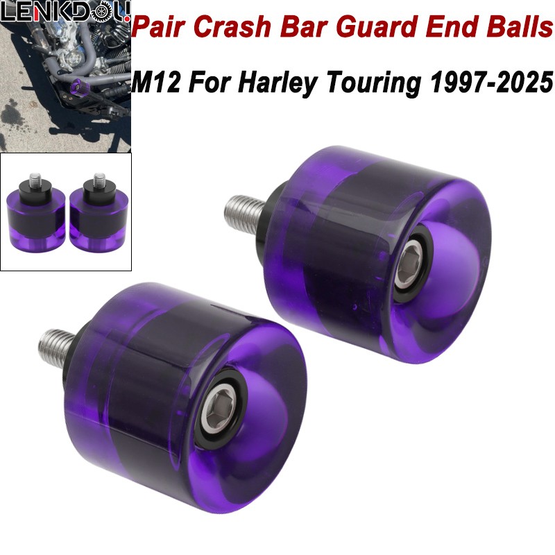 2x Protective Sliders Crash Bar End Balls Engine Guard Protector M12 For Harley