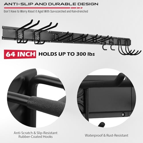 64" Heavy Duty Garage Storage Tool Organizer Wall 64" Rail System (17-Pc Set)
