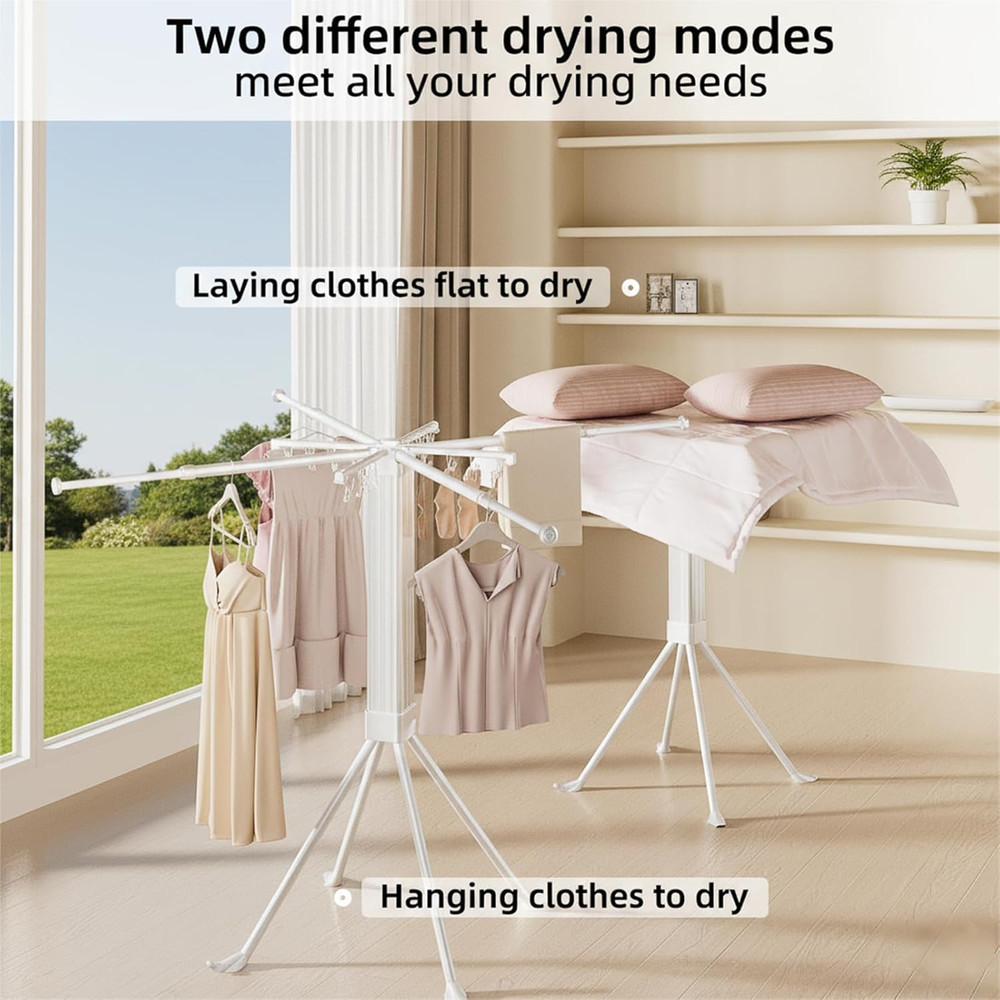 Folding Drying Rack with 16 Clips - Indoor & Outdoor Clothes Drying Solution