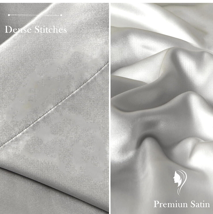 Cj&j Home Satin Pillow Case Set Silver/grey Color