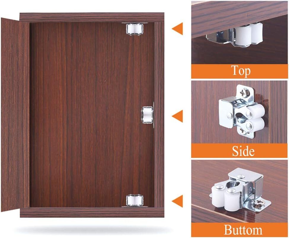 10 Pack Double Roller Catch Cabinet Latches with Spear Strike for Cupboard Close