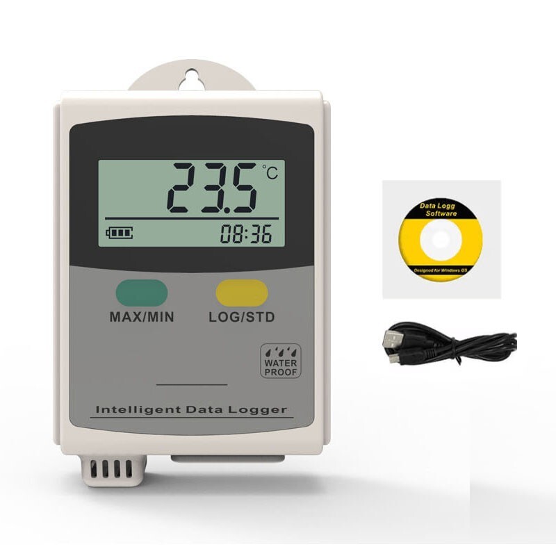 Portable Temperature Data Logger LCD Displays Real-time Data Slectable °C or °F