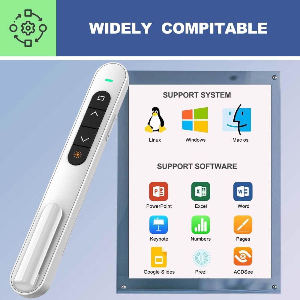 Wireless Presenter Remote for PowerPoint Mac & Windows - Slide Advancer