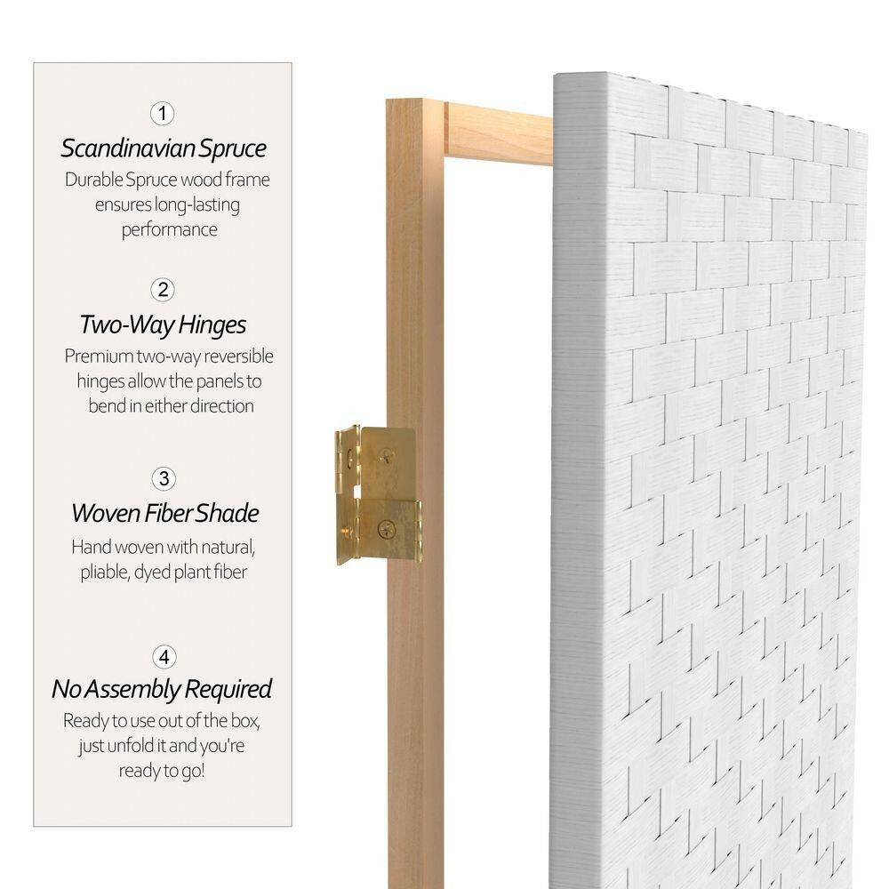 6 Ft. White 4-Panel Room Divider