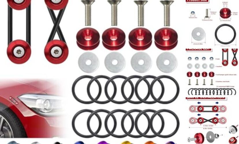 Universal Bumper Clips, Front Rear Bumper Quick Release Kit, Bumper 2set Red