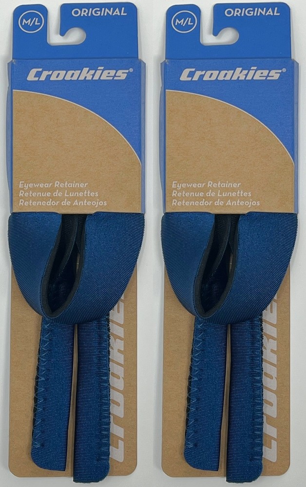 Croakies Original Solid Eyewear Retainer, M/L 11-17mm - Navy (2-Pack)