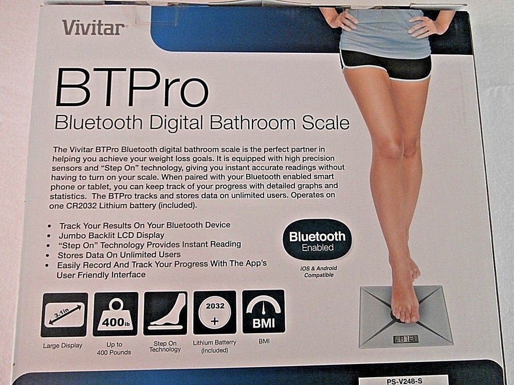 Vivitar BTPro Bluetooth Digital Bathroom Scale NEW IN BOX!!