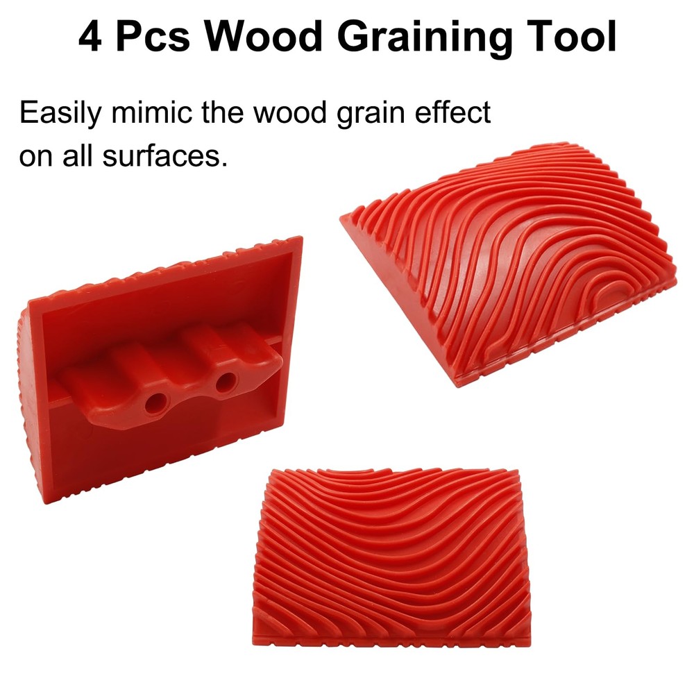 4 Pcs Wood Grain Tool, Rubber Graining Tool Texture Pattern DIY Wood Pattern ...