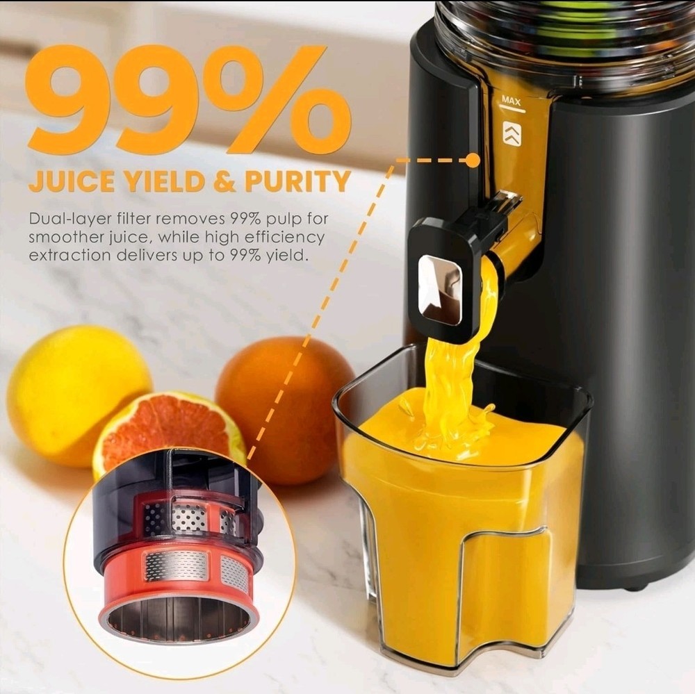 Cold Press 5.5" Wide Feed Chute Masticating Juicer Extractor