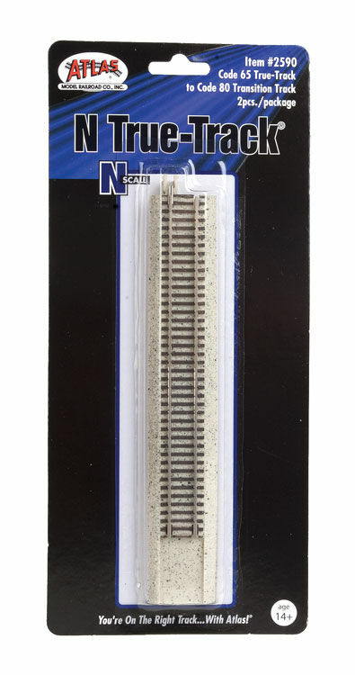 Atlas N Code 80 to Code 65 True-Track Transition Track pkg(2) 2590